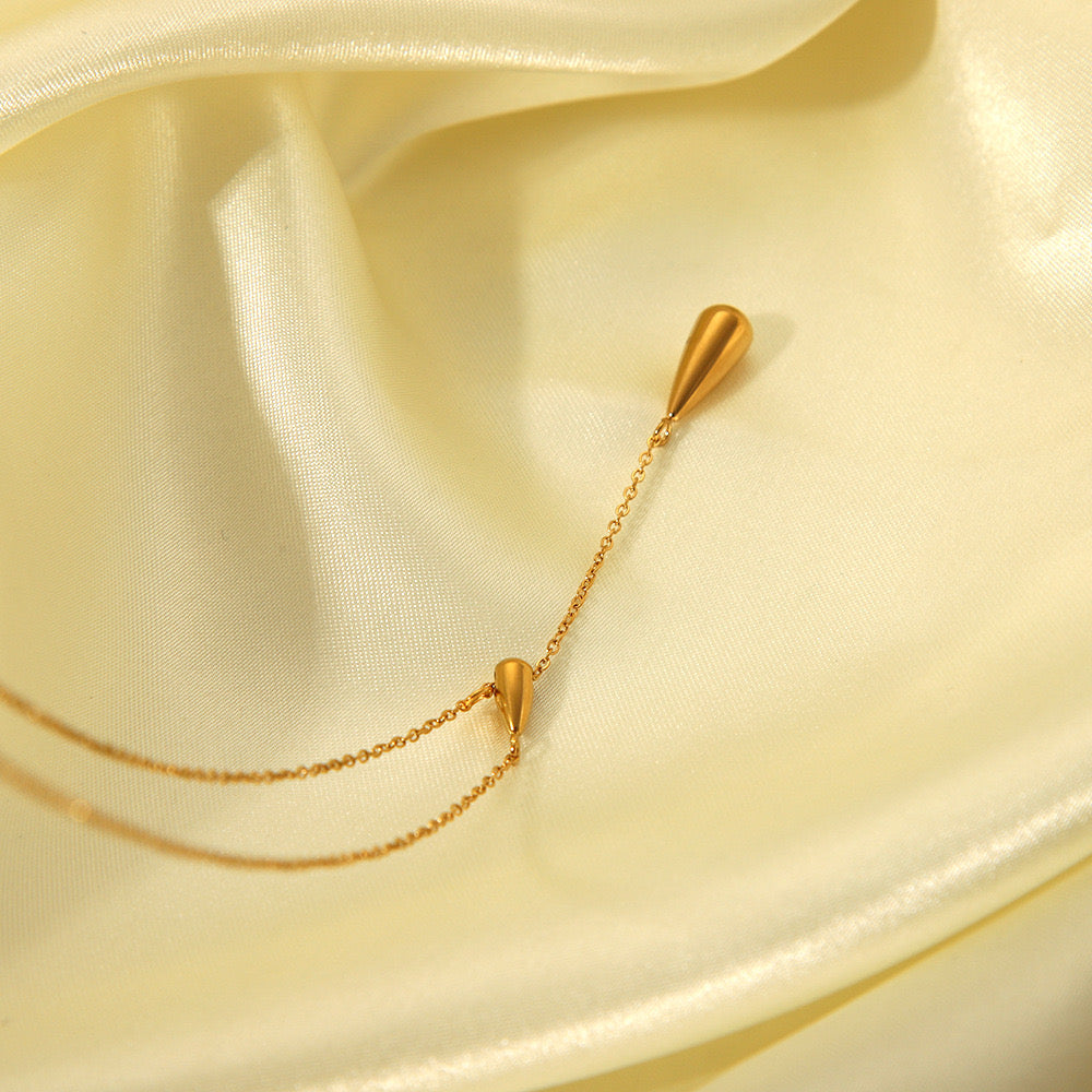 18K Gold Minimalist Raindrop Dainty Lariat Necklace