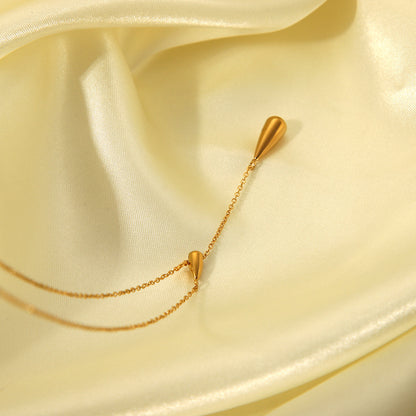 18K Gold Minimalist Raindrop Dainty Lariat Necklace