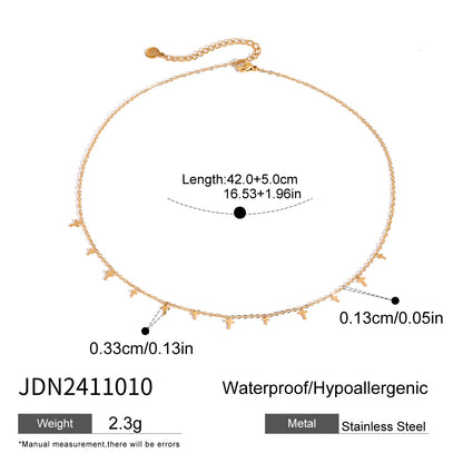 18K Gold Cross Dainty Chain Necklace