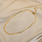 18K Gold Dainty Flower Disc Chain Choker Necklace