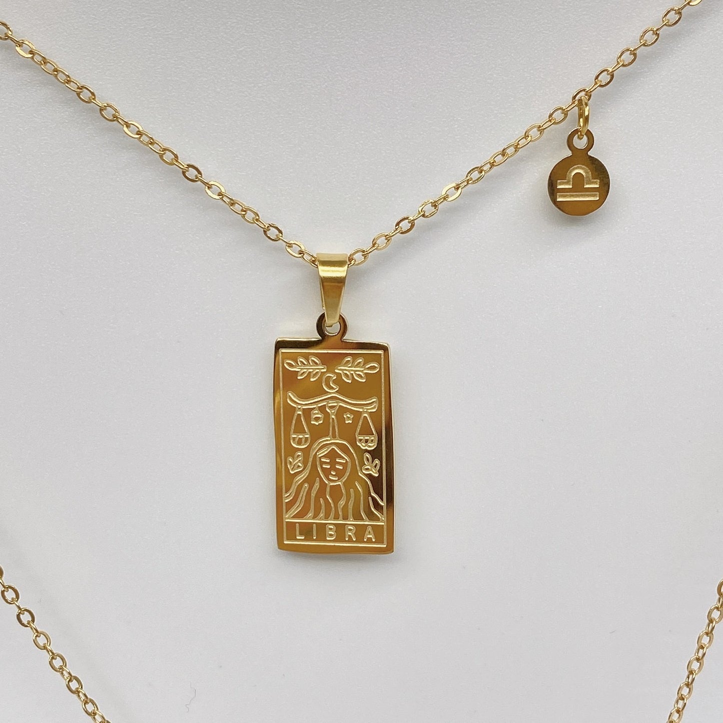 18K Gold Zodiac Plate Pendant Necklace