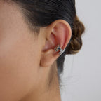 18K Gold Flower Huggie Ear Cuff
