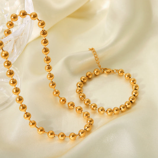18K Gold Chic Ball Chain Beaded Bracelet