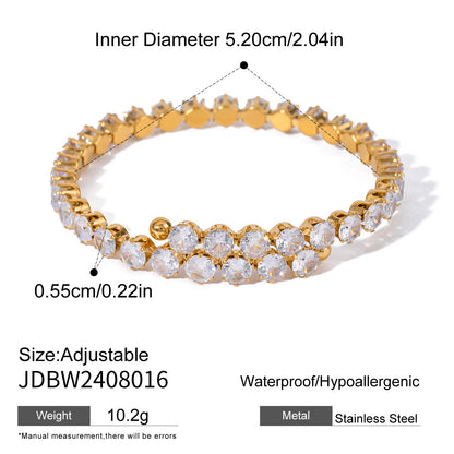 18K Gold Empire Glam CZ Bangle Bracelets Stack