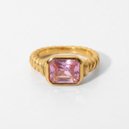 18K Gold Solitaire Statement Cocktail Ring