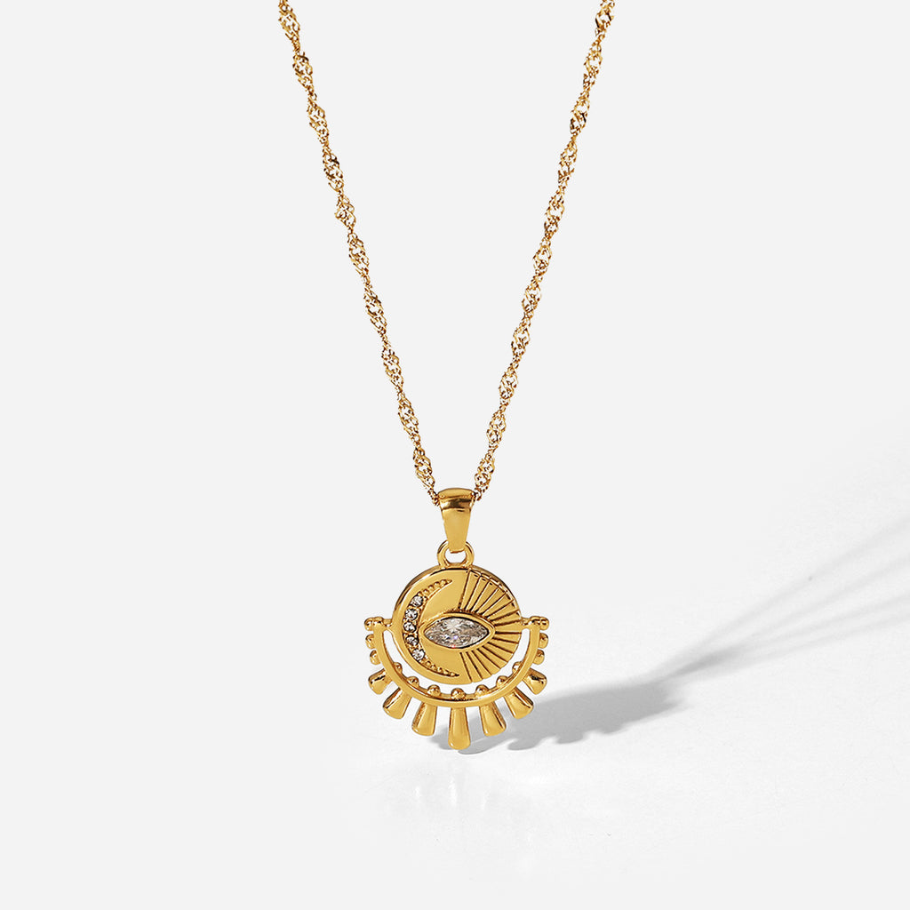 18K Gold Evil Eye Protection Pendant Necklace