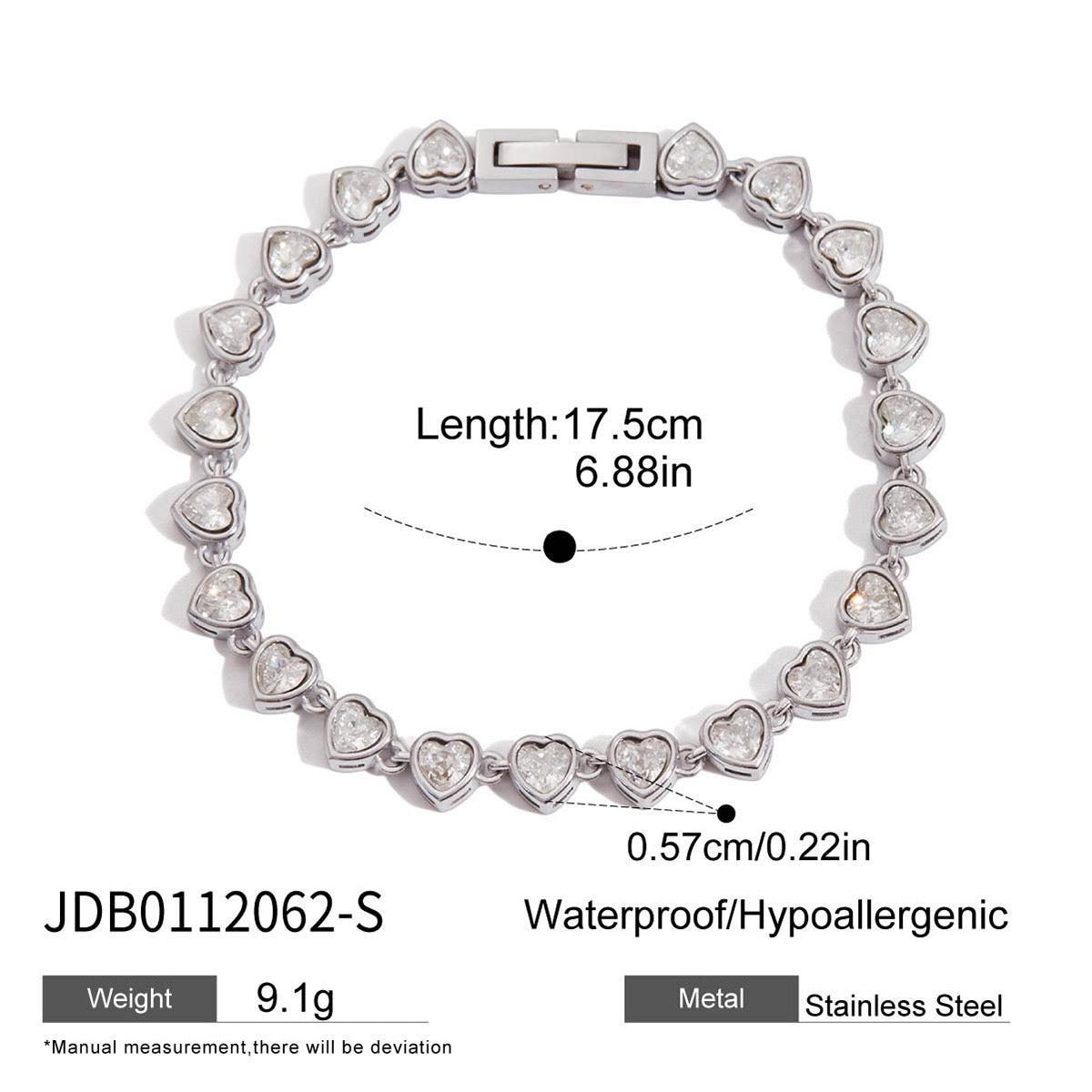 18K Gold Bejeweled Desire Heart Tennis Bracelet Stack