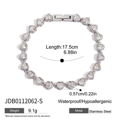 18K Gold Bejeweled Desire Heart Tennis Bracelet Stack