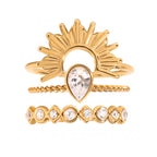 18K Gold Rising Sun Stacking Rings Set
