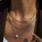 18K Gold Perfect Match Pendant Rope Chain Necklace Set