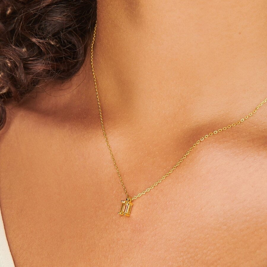 18K Gold Minimalist Birthstone Necklace