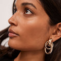 18K Gold Interlocked Statement Hoop Stud Earrings