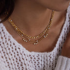 18K Gold Cosmic Glow Paperclip Curb Chain Layered Necklace Set