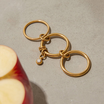 18K Gold and Silver Two Tone Bejeweled Multi Layers Spinelli Stacking Rings