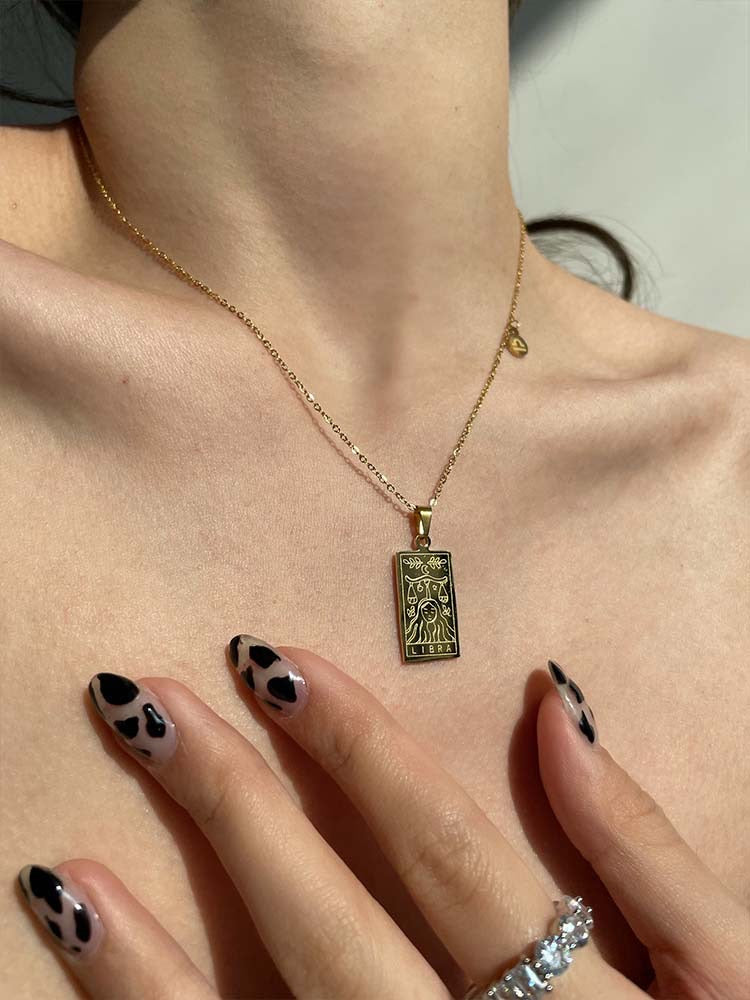 18K Gold Zodiac Plate Pendant Necklace