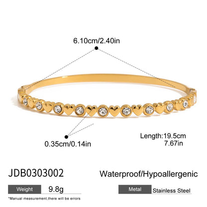 18K Gold Waterproof Flipped Heart Dainty Hand Jewelry Chain Bracelet