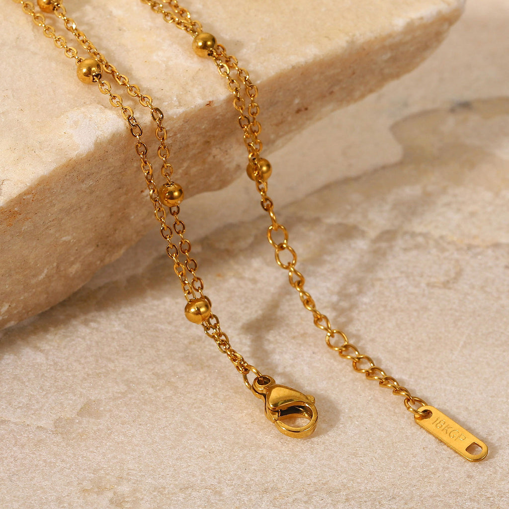 18K Gold Beaded Chain Bracelet