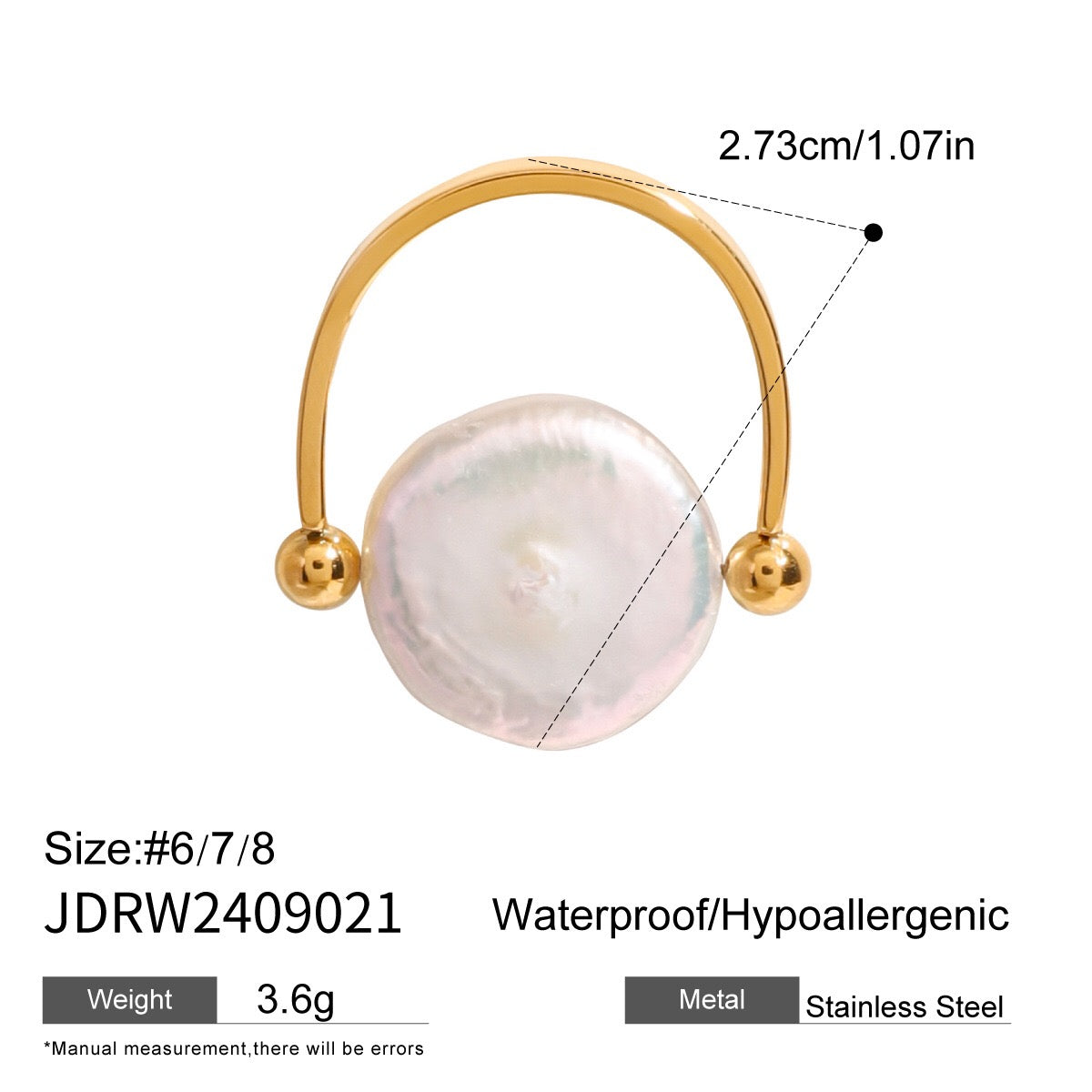 18K Gold Rotating Baroque Pearl Statement Ring