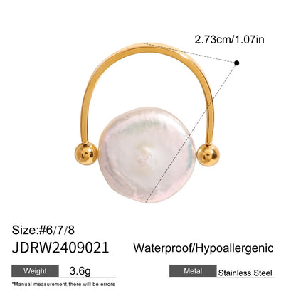 18K Gold Rotating Baroque Pearl Statement Ring