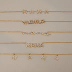 18K Gold Heartline Mama Scripted Letter Dainty Chain Bracelet