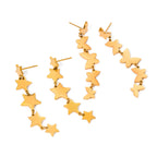 18K Gold Butterfly Star Drop Dangle Earrings