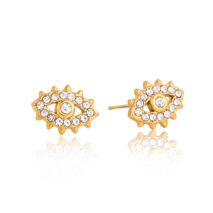 18K Gold Mini Icons Pave Heart Butterfly Cartilage Earrings Ear Studs