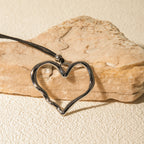 18K Gold Heart Statement Pendant Rope Necklace
