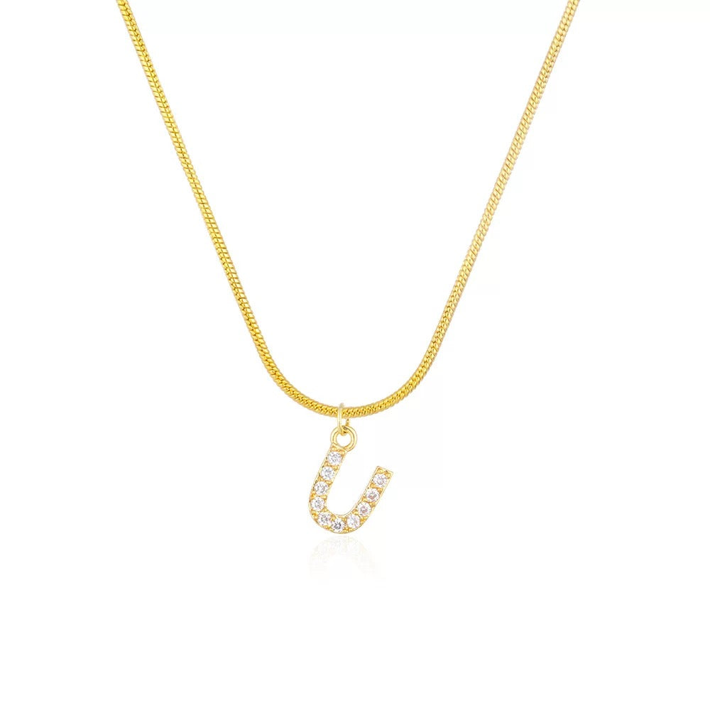 18K Gold Minimalist Glam Initial Necklace