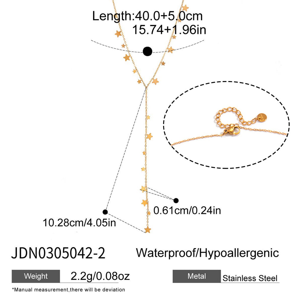 18K Gold Milky Way Y Shape Lariat Chain Necklace