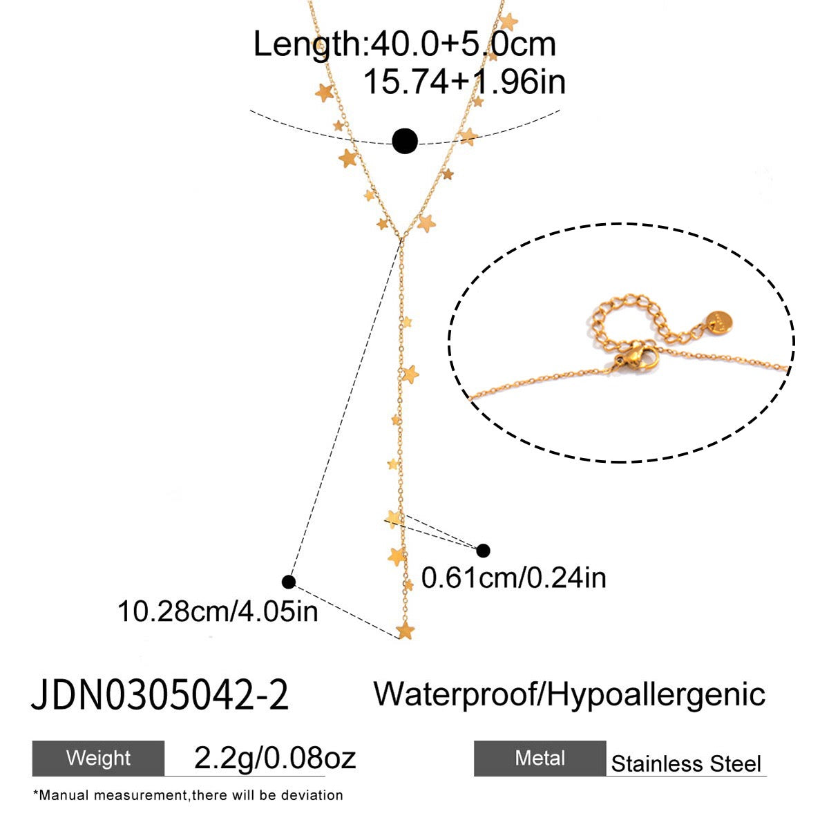 18K Gold Milky Way Y Shape Lariat Chain Necklace