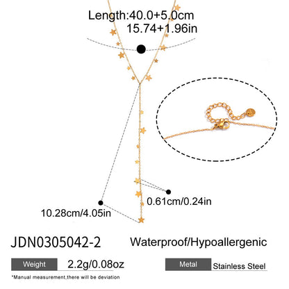 18K Gold Milky Way Y Shape Lariat Chain Necklace