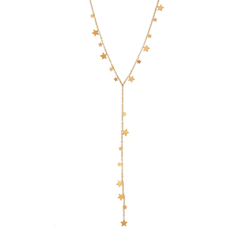 18K Gold Milky Way Star Y Shape Chain Necklace
