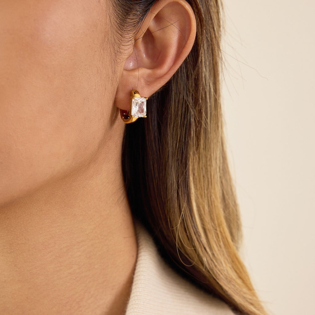 18K Gold Essential Bling Small Hoop Huggie Earrings
