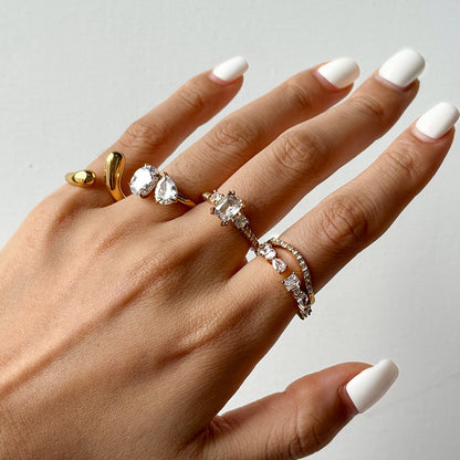 18K Gold Diamond Royale Statement CZ Cocktail Ring