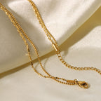 18K Gold Dainty Fringe Chain Layered Necklace