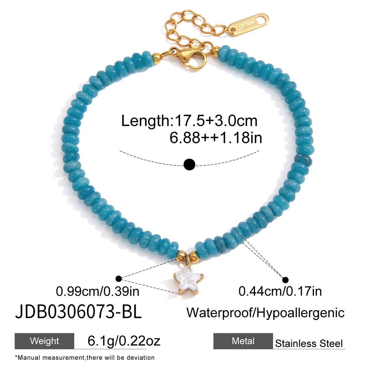 18K Gold Summer Carnival Color Beaded Charm Bracelet