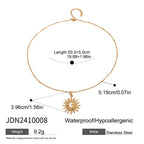 18K Gold Bright Sun Pendant Statement Long Necklace