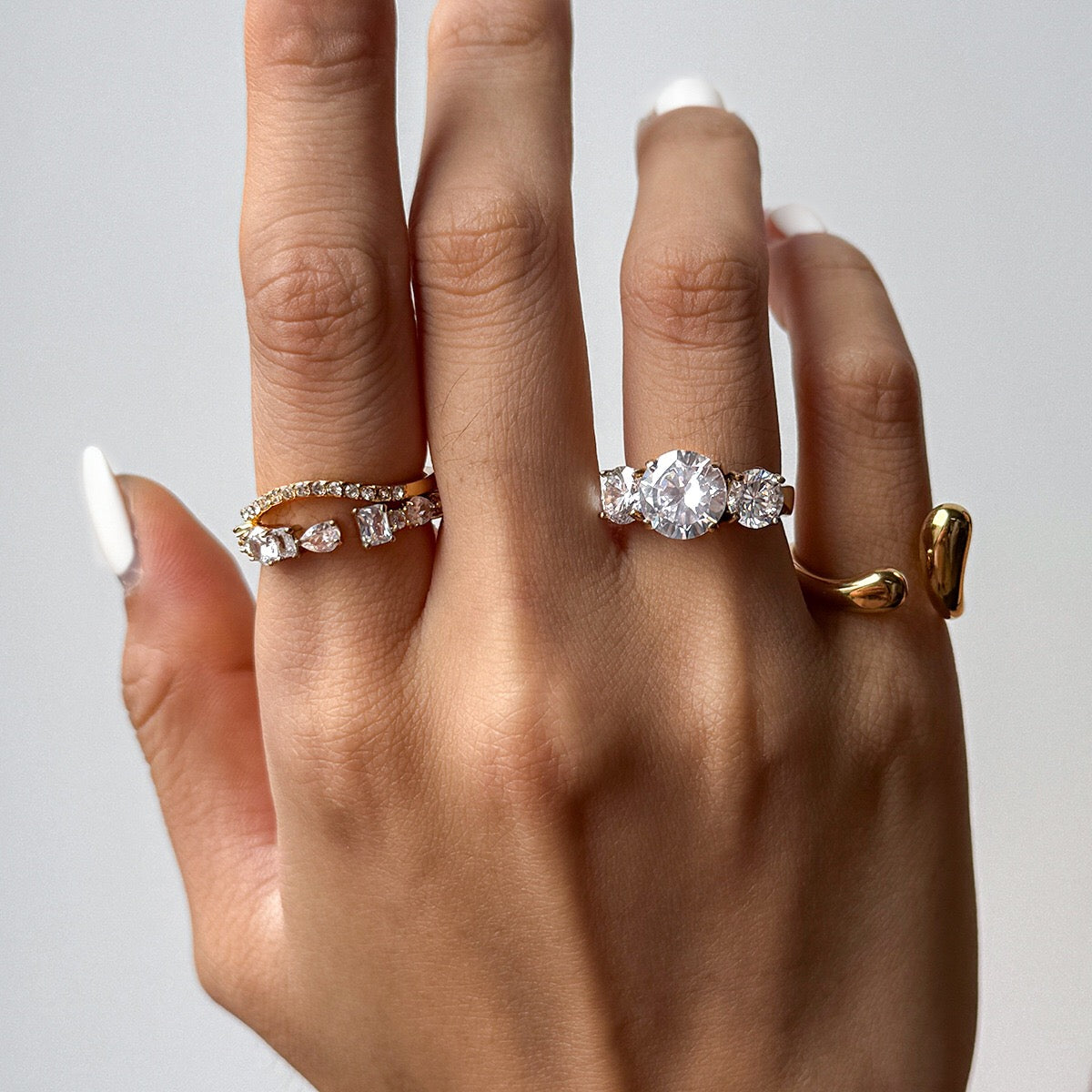 18K Gold Diamond Royale Statement CZ Cocktail Ring