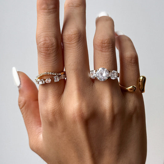 18K Gold Diamond Royale Statement CZ Cocktail Ring