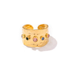 18K Gold Color Gemstone Band Ring