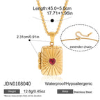 18K Gold Keepsake Heart Book Locket Pendant Box Chain Necklace
