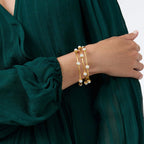 18K Gold Tiny Treasure Statement Slim Bangle Bracelet