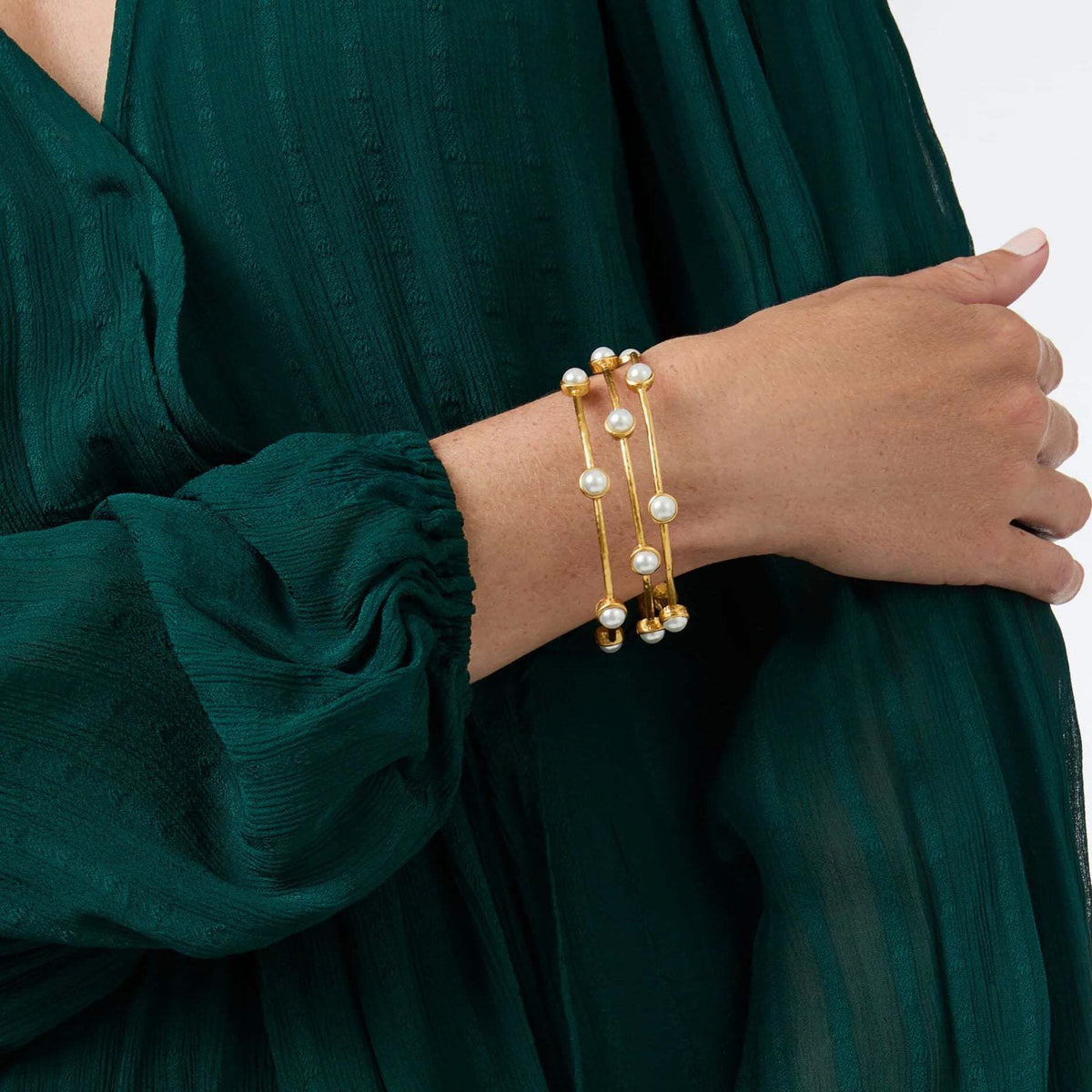 18K Gold Tiny Treasure Statement Slim Bangle Bracelet