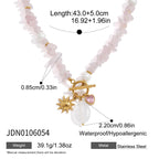 18K Gold Island Charm Natural Stone Beaded Necklace