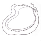 The Essential Stack Silver Paperclip Box Chain Layered Necklace Set