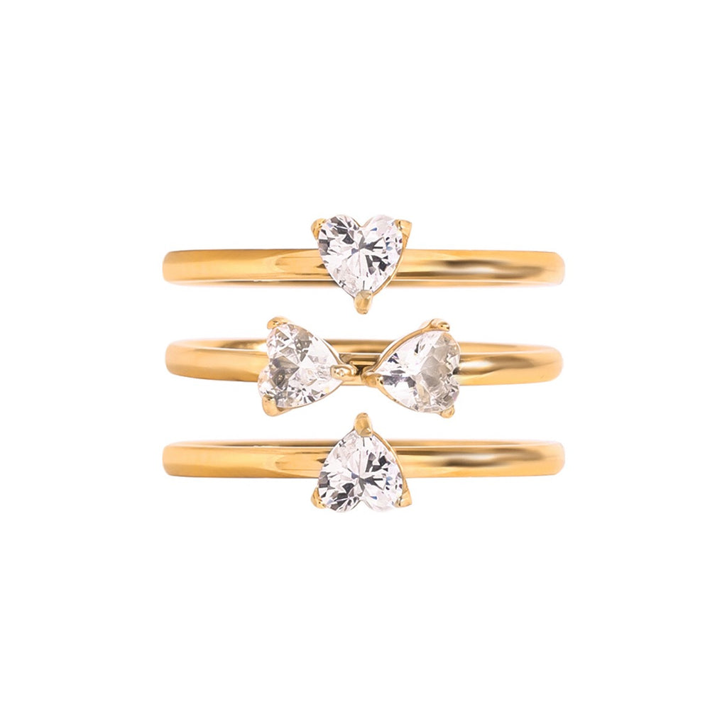 18K Gold Four Leaf Clover Stacking Rings Set