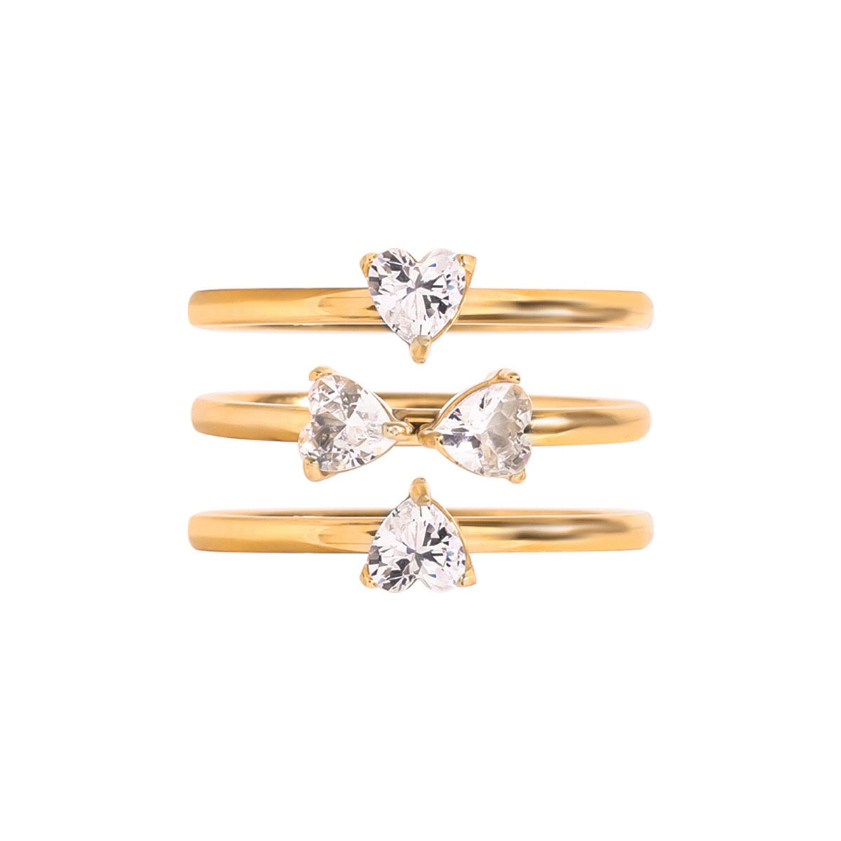 18K Gold Four Leaf Clover Stacking Rings Set