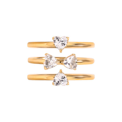 18K Gold Four Leaf Clover Stacking Rings Set