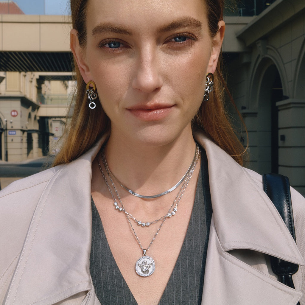 18K Gold Pearl Talk Simple Paper Clip Chain Necklace