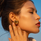18K Gold Ocean Breeze Statement Stud Earrings